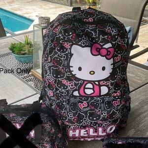New, Hello Kitty Black and Pink Back Pack Only.